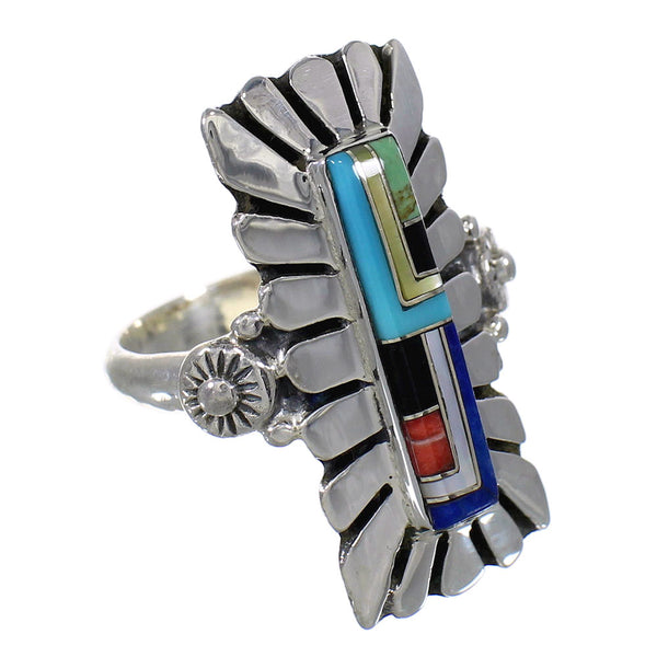 Silver And Multicolor Southwest Jewelry Ring Size 6-1/4 YX75928